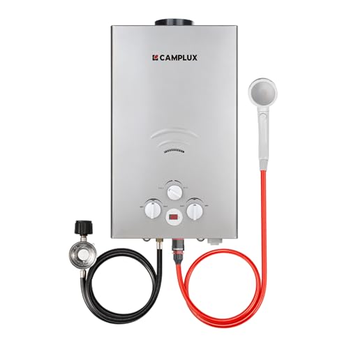Image of CAMPLUX Tankless Water Heater - 2.64GPM Portable Propane Heater for Off Grid, Camping, Outdoor Shower - 68,000 BTU - BW264G - Gray