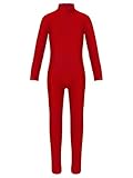 Manyakai Enfant Fille Justaucorps Gymnastique Combinaison Danse Manches Longues Justaucorps Twirling Fille Legging Sport Gym Yoga Rouge 9-10 ans