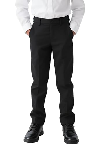 Boys Dress Pants Slim Fit School Uniform Pants for Boys Adjustable Waist Trousers