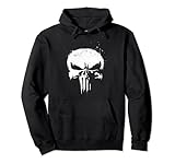 Marvel The Punisher White Ink Splatter Skull Logo Hoodie Pullover Hoodie