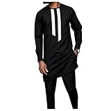 African Suits for Men Dashiki Shirts and Pants 2 Piece Set Tribal Outfits Traditiona Tracksuit Black Medium