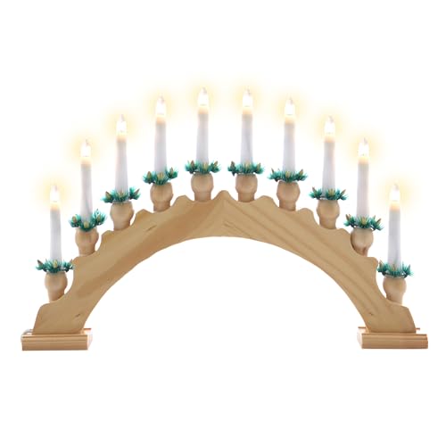 Nipach GmbH Schwibbogen aus Holz braun 10 LED - Leuchtfarbe:...