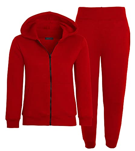 shelikes Kids Tracksuits Fleece Hooded Zipped Top Joggers Bottoms Jacket And Trouser For Boys Girls