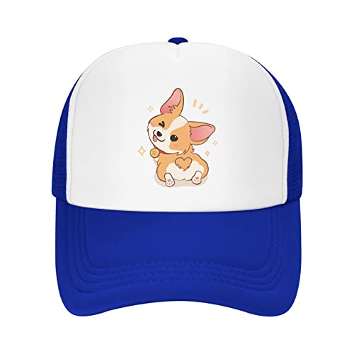 Mesh Dad Hat Adjustable Washed Cute Corgi Cartoon Baseball Dad Ca...