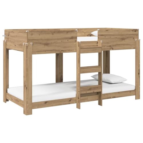 vidaXL Cama Litera para Niños con colchón Roble Artesanal 100 x 200 cm, Cama literas Moderna para niños, Ahorra Espacio, diseño Elegante, Mueble Funcional, ¡Dormitorio de Dos Niveles