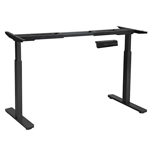 SONGMICS Supporto Scrivania Elettrico con Regolazione Continua dell’Altezza, Struttura Tavolo da Lavoro con Doppio Motore, Memorizza 4 Posizioni, Larghezza Regolabile, Acciaio, Nero LSD14BK
