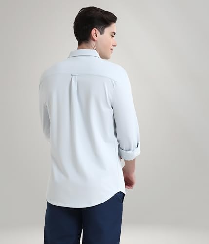 Image of TURMS Men's Solid Knitted Shirts, Odor Control, Stretchable & Breathable, Cotton Blend, Tailored Fit, Full Sleeve