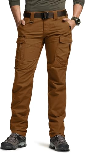 CQR Womens Flex Stretch Tactical Pants Water Resistant Ripstop Cargo Work Pants with Pockets for Outdoor & Hiking Captain Copper Brown 16 Long