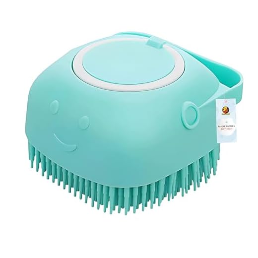 Foodie Puppies Dog Bath Brush Body Scrubber Shampoo Dispenser Tick Remover - (Silicone Dispenser Brush) for Shower Bathing and Shedding Soft Silicone Brushes for Pet Puppy Dogs Cat Rabbit Horse