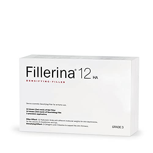 Fillerina 12 Densifying-Filler – Intensive Anti-Aging Treatment Grade 3 (2x30ml) | Restores Volume, Reduces Wrinkles & Skin Laxity | Hyaluronic Acid, Collagen & Elastin | For Advanced Signs of Aging
