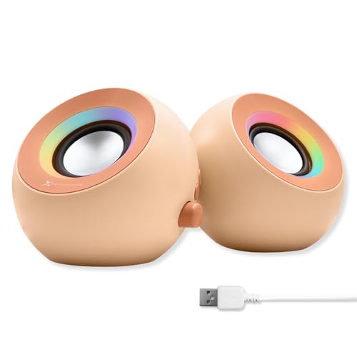 X9 Performance Brown Computer Speakers for Desktop PC with RGB Lighting, Bluetooth, USB, and AUX - Triple Mode Connection, Dual 2.25" Drivers for Work and Play - Bluetooth PC Speakers