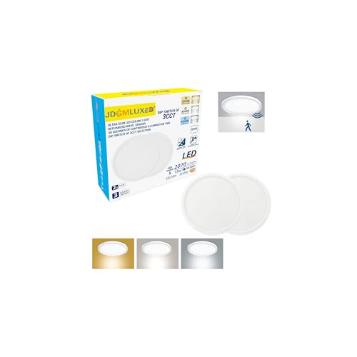 JDGMLUXED Plafonnier Led Detecteur de Mouvement, 18W 3000K/ 4000K/ 6500K, Ø 23 CM Luminaire Plafond Adaptés Pour Couloir, Sous-sol, Garage, Escalier et...