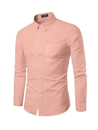 Image of MILDIN Men's Pure Cotton Striped Printed Shirt with Spread Collared Neck Full Sleeve Curved Hemline Button Closure and Regular Fit | Shirt for Man