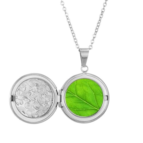 Collier médaillon vert en émail avec illustration fraîche pour femme