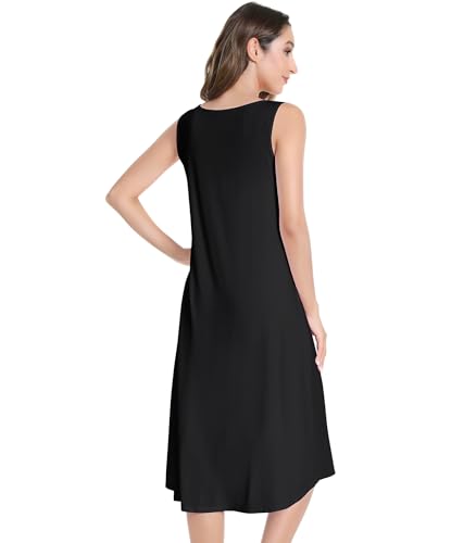 Image of NACHILA Women's Nightgowns-Viscose Made from Bamboo,Sleeveless Tank Night Gown Crew Neck Sleep Dress Cool Sleepshirts