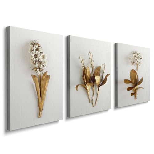 prinfantasy Canvas Wall Art 3 Panels Framed Abstract Autumn Flower Art Pictures Printing Poster Canvas Prints Wall Decor for Bedroom Living Room Bathroom Office Ready to Hang 30x40cmx3 Pcs, YH089