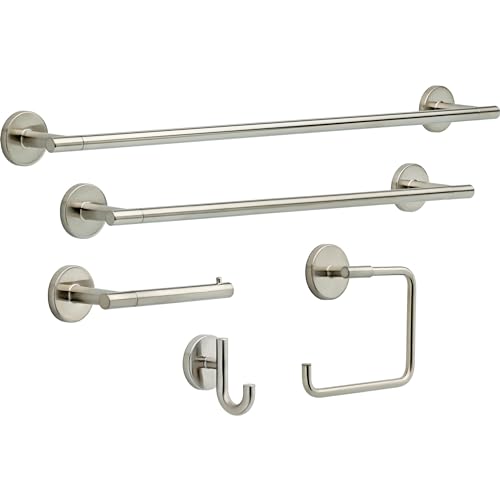 Image of DELTA FAUCET Rubber Limited 75925-SS Trinsic 24 in. Double Wall Mount Towel Bar Bath Hardware Accessory in Stainless Steel