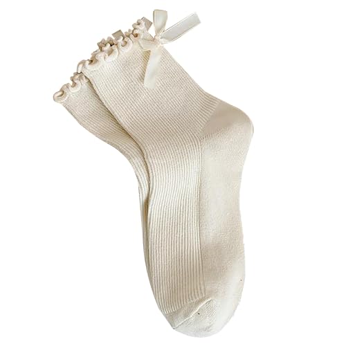 Calzini da donna con fiocco calzini casual carino nero bianco morbido cotone traspirante calzini alla caviglia calzini da uomo calzini a compressione, Beige, Taglia unica
