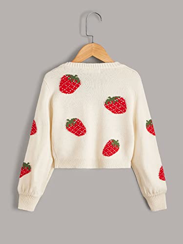 MakeMeChic Girl's Cardigan Sweaters Cute V Neck Button Down Teens Kids Cropped Sweater2