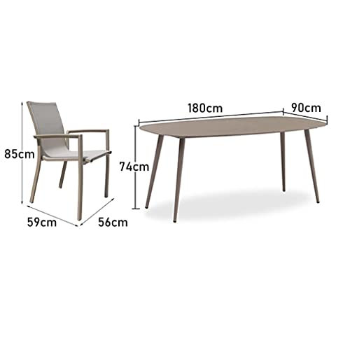 Outdoor Dining Table And Chair Set, Oval Aluminum Alloy Dining Table With Teslin Chairs, Garden/Patio Furniture (Color : 9 Pieces, Size : 180X90X74Cm) #TOP1