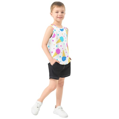 J JOYSAY Cartoon Icecream Dot White Boys Tank Top Sleeveless Muscle Shirts Quick Dry Kids T-Shirts 3-15T4