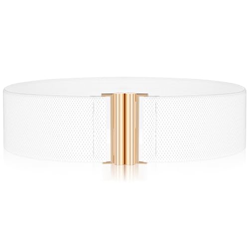 Wide Stretchy Waist Belts for Women, Vintage Elastic Waist Stretch Elastic Belts Retro Adjustable Belt with Buckle for Women Dresses