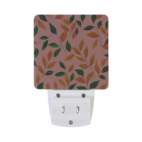 Luz Nocturna con Sensor Automático y Diseño en Hojas Naranja y Verde miniatura 6