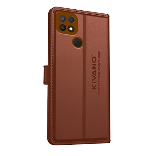 Image of KIVANO Compatible with Oppo A15 / Oppo A15s Flip Cover | Leather Finish | Inside Pockets & Inbuilt Stand | Shockproof Wallet Style Magnetic Closure Back Cover Case