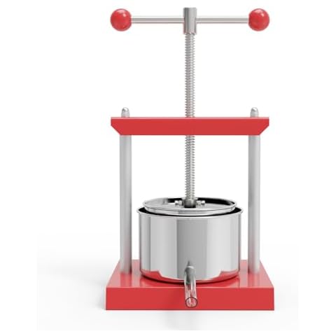EJWOX Manual Top-Handle Wine Press 0.53 Gal - Stainless Steel Fruit & Herb Press for Juice, Cider, Tincture Cover