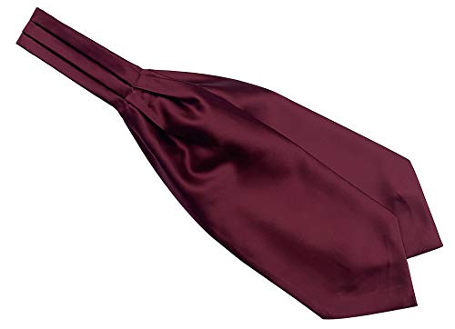 Secdtie Mens Dark Red Silk Cravat Ties Woven Ascot for Tuxedo and Formal Wear 19