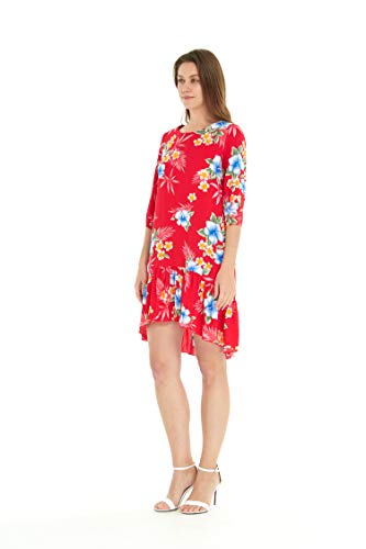 Image of Matchable Family Hawaiian Luau Men Women Girl Boy Clothes in Hibiscus Red