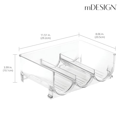 mDesign Plastic Free-Standing Stackable 3 Bottle Storage Holder Rack - Water, Wine, and Drink Organizer Shelf for Kitchen Countertop, Cabinet, Pantry, Fridge, Freezer, 4 Pack - Clear by mDesign - Image 4