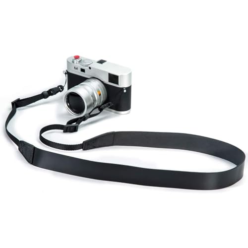CANPIS Sangle en cuir véritable pour appareil photo reflex numérique Nikon Canon Sony Leica Olympus Noir