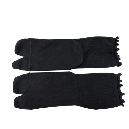 SUNTRADE 3 Pairs Tabi Split Toe Japanese Socks Frilly Cotton Tabi Sandal Socks for Women (US, Alpha, One Size, Regular, Regular, Black)