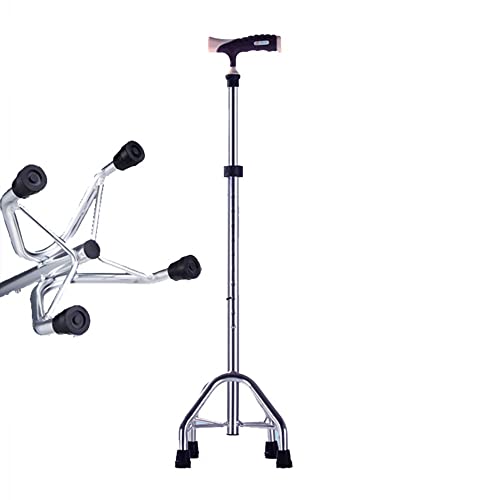 Stampelle a quattro piedi in alluminio/bastone da passeggio Stampelle leggere antiscivolo resistenti all'usura regolabili in altezza per donne e uomini con manico in PVC per anziani