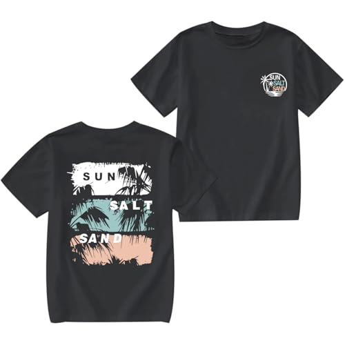 Girl's Hawaiian Graphic Tees Kids Cute Preppy Shirts Beach Tshirt Letter Printed Loose Fit Casual Summer Tops