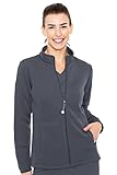 Med Couture Women's Performance Fleece Jacket with 4 Pockets and 2-Way Stretch Plus Size - MC8684, 2XL, Pewter
