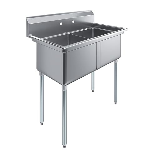 Two Compartment Stainless Steel Commercial Kitchen Prep & Utility Sink | Bowl Size 18