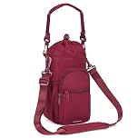 sportsnew Water Bottle Carrier with Shoulder Strap Insulated Water Bottle Holder Sling Bag 1L with Phone Pocket Water Bottle Pouch Sleeve for Walking Hiking, Pure Red