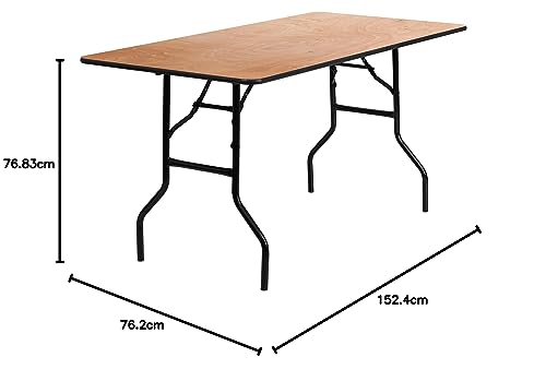 Flash Furniture Gael 5-Foot Rectangular Wood Folding Banquet Table with Clear Coated Finished Top