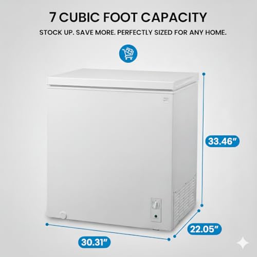 Kenmore Deep Freezer - Convertible Refrigerator/Chest Freezer, 1 Basket, Garage Ready, Meat Storage, Front Drain, Congelador For Home, Apartment, Basement, Cottage, 7.0 Cubic Feet, Stand Up White on Fridge.com
