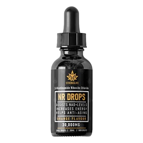 🆂🆃🆁O🅽🅶🅻🅸🅵🅴 NR Liquid Drops - 30 Grams of Nicotinamide Riboside | 99% Purity of NR Better Absorption Than Capsules | Supports NAD+ Levels - DNA Repair - Anti Ageing | Orange Flavoured - 30ml Cover