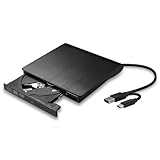External DVD Drive, USB 3.0 & Type-C Portable Player, External CD/DVD Burner, CD DVD +/-RW Drive, Compatible with Laptop, MacBook, Windows, Linux PC