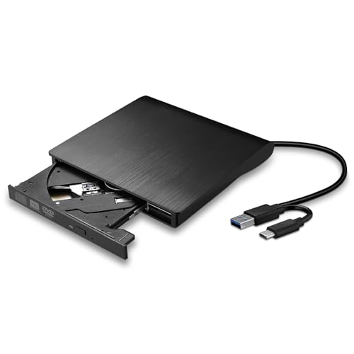External DVD Drive, USB 3.0 & Type-C Portable Player, External CD/DVD Burner, CD DVD +/-RW Drive...