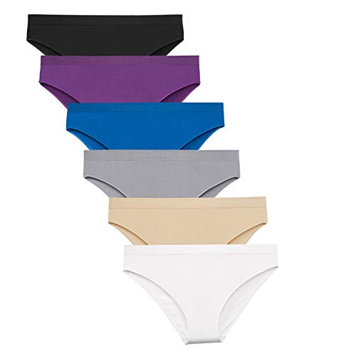 Dlala 6 Pack Womens Cotton Bikini Panties Seamless Underwear Soft Stretch Cheekini Hipster Briefs