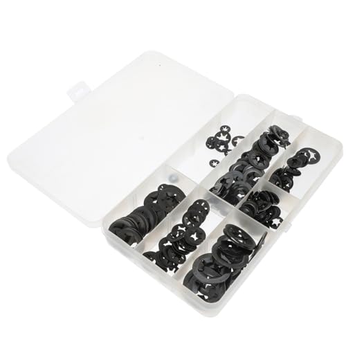 SHINEOFI 260pcs Manganese Steel Washers Push-on Fastener Kit M3- Internal Tooth Locking Washers for Industrial and Mechanical Assembly