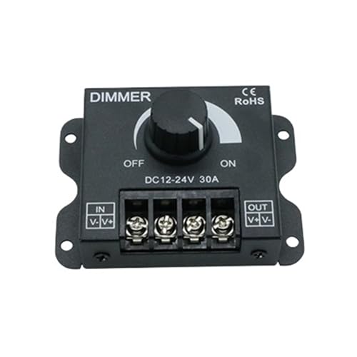 Controlador tira luz regulable 360W con potenciómetro manual y chasis negro 30A 2