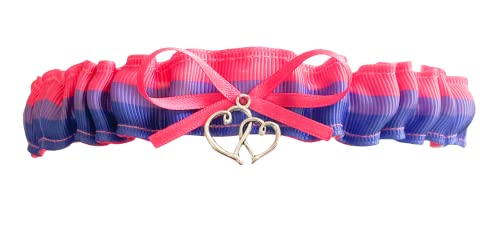 Hot Pink Satin Pink Purple Bisexual Wedding Toss Bridal Garter - Heart Charm