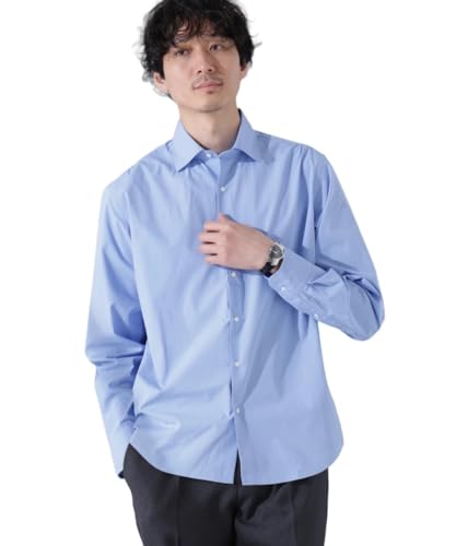 [ナノ・ユニバース] N shirt」 Anti Soaked (R) 汗染み防止 セミワイド カラーシャツ 長袖 メンズ S 115 サックス 668-5120201