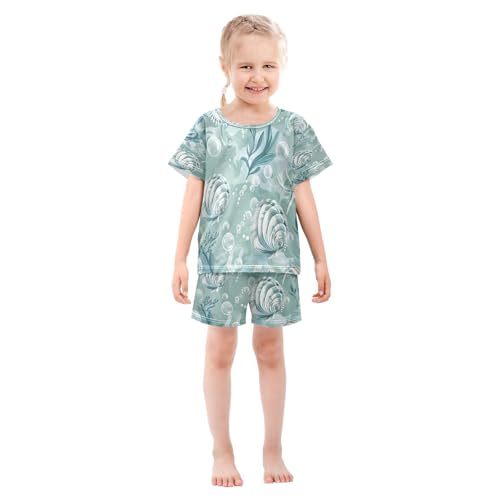 senya Short Sleeve Pajamas Sets Summer Cotton Sleepwear Seashells Algae and Bubbles3